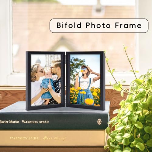 8x10 Picture Frames Double Black Photo Frame Folding Vertical Stand Display Side by Side